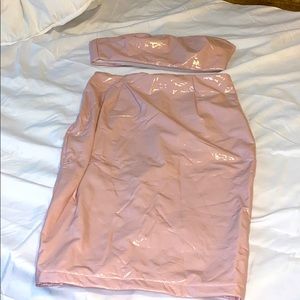 2piece latex skirt set